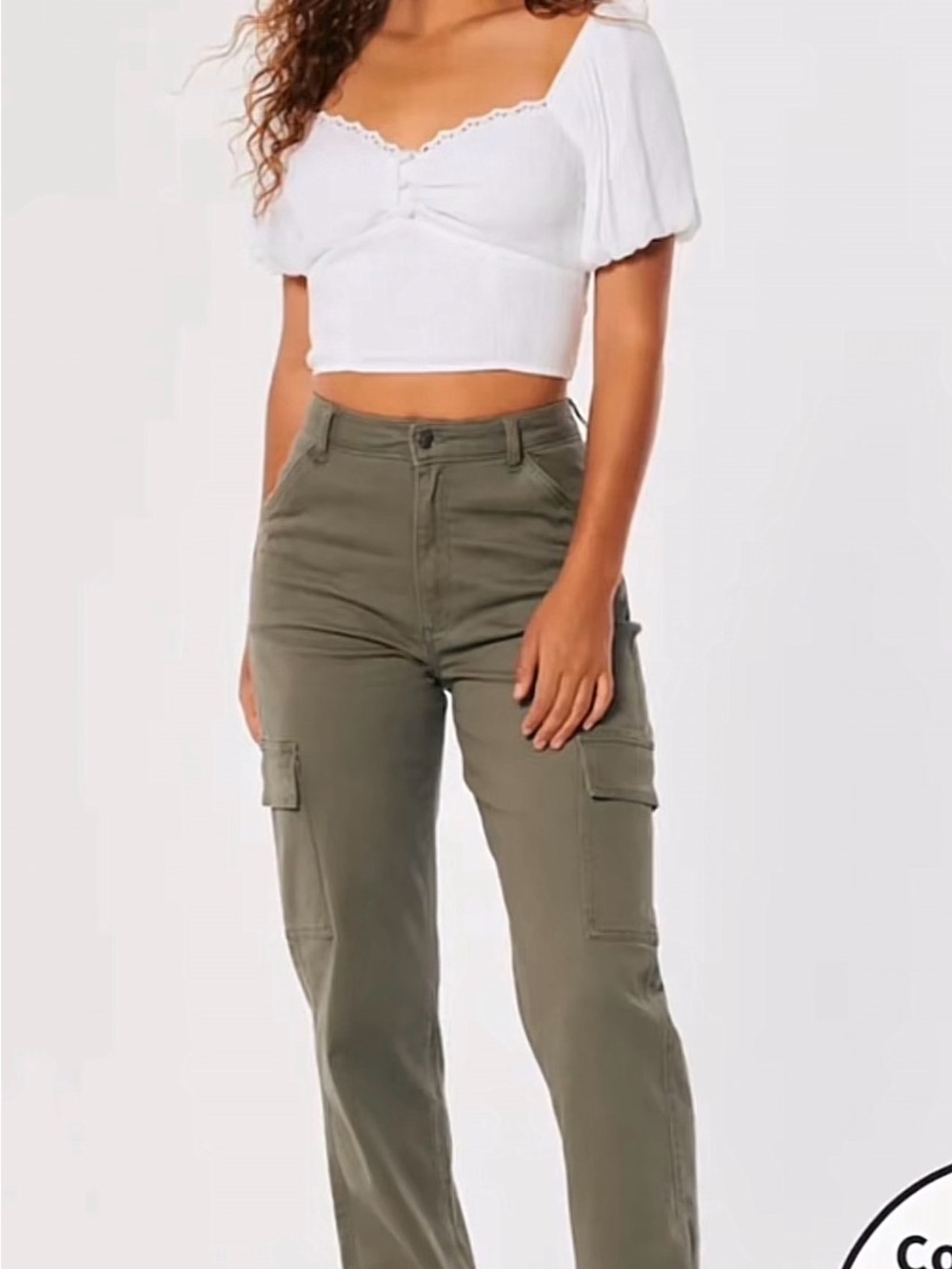 Hollister Ultra High-Rise Dad Pants in Olive Cargo